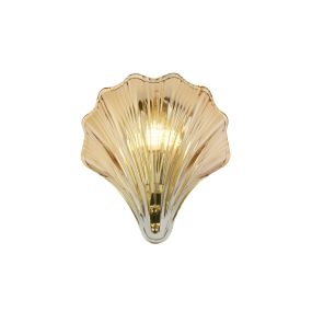 Searchlight Shell - applique murale - 20 x 22 cm - IP44 - laiton satiné et ambre