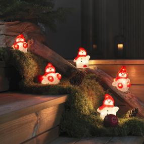 Konstsmide Lumières de Noël - 5 bonshommes de neige décoratifs - 8,5 x 12,5 x 400 cm - IP44 - rouge et blanc