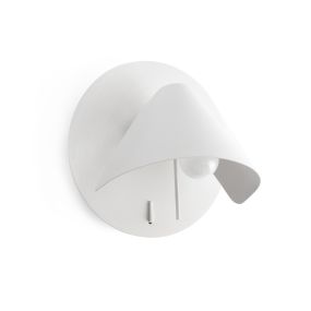 Faro Noon - applique murale avec interrupteur - Ø 21,1 x 16 cm - blanc mat
