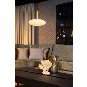 Lucide Singala - lampe suspendue - Ø 30 x 169 cm - opale et or