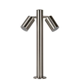 Lucide Arne - lampe de jardin - 18 x 9,5 x 50 cm - 2 x 5W LED inclus - IP44 - chrome satiné