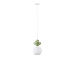 Nova Luce Clio - lampe suspendue - Ø 18 x 198 cm - vert et verre opale