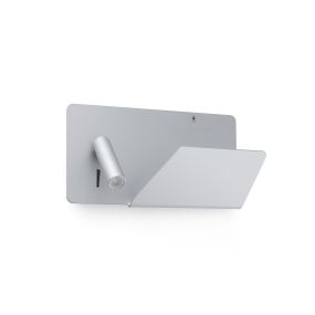 Faro Suau Right - applique murale avec interrupteur et port USB - 28 x 12 x 15,5 cm - 3W LED inclus - argenté