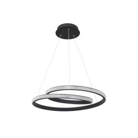 Nova Luce Grania - lampe suspendue - Ø 55 x 120 cm - 25W LED dimmable inclus - noir sable