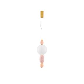 Nova Luce Obrie - lampe suspendue - Ø 20 x 180 cm - 12W LED inclus - laiton doré, orange et rose