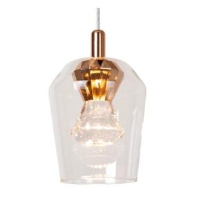 Lucide Berliane - lampe suspendue - Ø 39 x 164,5 cm - 7 x 3,8W LED dimmable inclus - transparent et doré