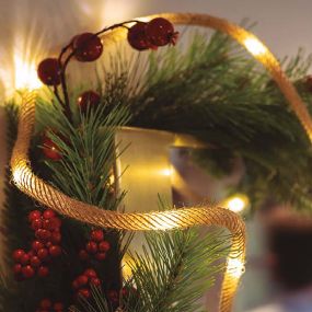 New Garden Lia - guirlande lumineuse - guirlande de 4,4 mètres dont 1,5 mètre de cordon - 30 ampoules LED incluses - IP44 - rotin