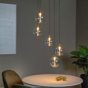 Lucide Gisela - lampe suspendue - Ø 48 x 150 cm - 5 x 3,8W LED dimmable inclus - transparent