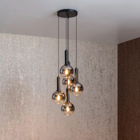 Lucide Marius - lampe suspendue - Ø 55 x 150 cm - noir fumé