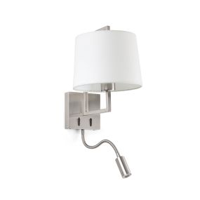 Faro Frame - applique murale avec interrupteur - 21,5 x 28 x 17,6 cm - 3W LED inclus - blanc et nickel mat