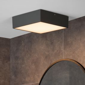 Lucide Roxane - plafonnier - 24 x 24 x 7,1 cm - 10W LED inclus - IP54 - anthracite