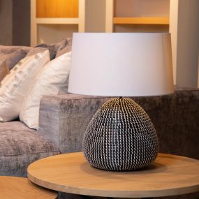 Lucide Maduka - lampe à poser - Ø 45 x 61 cm - noir et blanc