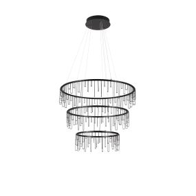 Nova Luce Stellar - lampe suspendue - Ø 80 x 200 cm - 72W dimmable LED inclus - noir chromé