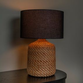 Lucide Arrah - lampe à poser - Ø 35 x 50 cm - noir et marron clair