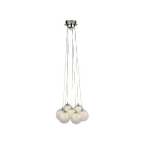 Searchlight Cluster - lampe suspendue - 39 x 35,5 x 120 cm - 7 x 2W LED dimmable inclus - chrome et transparent