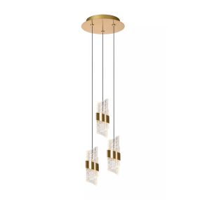 Lucide Kligande - lampe suspendue - Ø 25 x 150 cm - 3 x 8W LED inclus - or