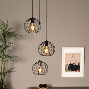 Lucide Danza - lampe suspendue - Ø 50 cm x 165 cm - noir