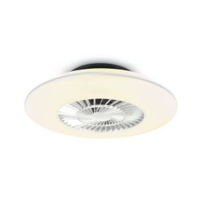 ONE Light Plafo - plafonnier avec ventilateur et télécommande - Ø 60 x 15 cm - 30W LED inclus - blanc