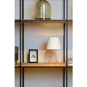 Lucide Gitta - lampe à poser - Ø 17 x 30 cm - blanc, cuivre