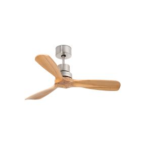Faro Mini Lantau - ventilateur de plafond avec télécommande - Ø 106 cm - bois clair et nickel