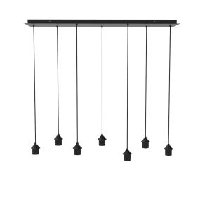 Artdelight - lampe suspendue 7L sans abat-jour - 120 x 30 x 150 cm - noir