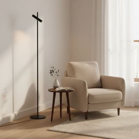 Lucide Philon - Lampe de lecture - Ø 23 x 140 cm - 4,5W LED dimmable inclus - noir