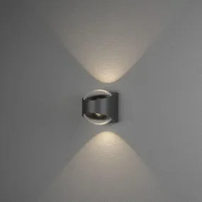 Konstsmide Bitonto - applique murale extérieure - 10,5 x 12 x 12 cm - 2x 5,5W LED inclus - IP54 - anthracite