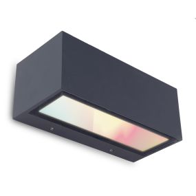 Lutec Gemini - applique murale extérieure - éclairage intelligent - Lutec Connect - 22 x 10,3 x 8,5 cm - 17W LED inclus - RGB - IP54 - gris foncé