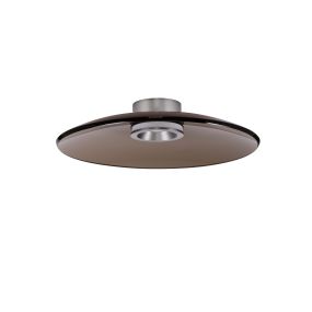 Nova Luce Esti - plafonnier - Ø 50 x 10,6 cm - 33W dimmable LED inclus - nickel brossé et verre brun foncé