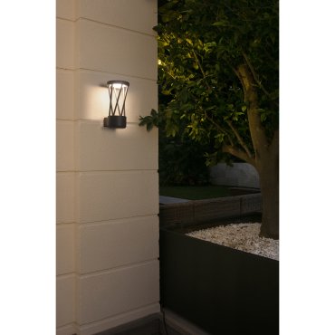Faro Twist - applique murale - 14 x 15 x 30 cm - 10W LED inclus - IP65 - gris foncé