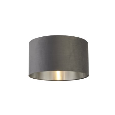 Searchlight Drum Shade - abat-jour - Ø 50 x 28 cm - gris foncé et argent brossé