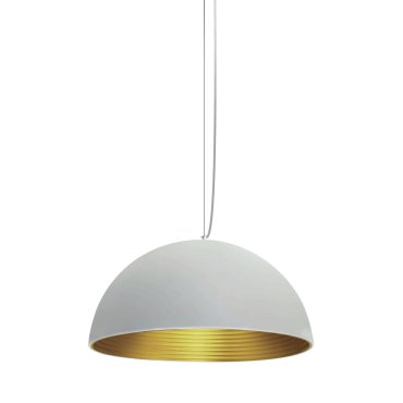 ONE Light Bowl Shade Pendant - lampe suspendue - Ø 40 x 180 cm - blanc et laiton