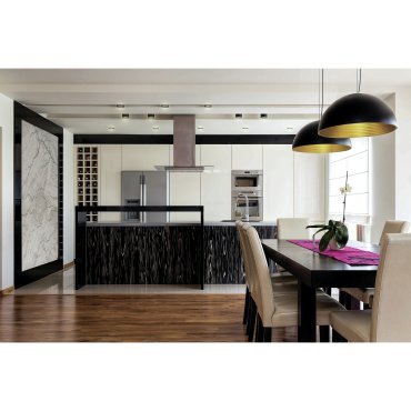 ONE Light Bowl Shade Pendant - lampe suspendue - Ø 40 x 180 cm - noir et laiton