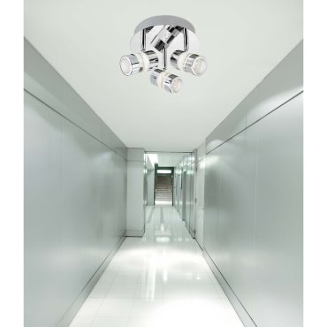 Searchlight Bubbles - spot en saillie 3L - Ø 28 x 15,5 cm - 3 x 4,5W LED dimmable inclus - IP44 - chrome