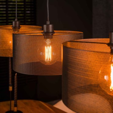 Vico Mesh Round - lampe suspendue - 120 x 30 x 150 cm - noir