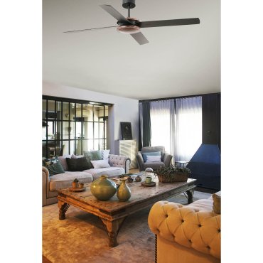 Faro Polea - ventilateur de plafond avec télécommande et minuterie - Ø 132,2 cm - noir et marron