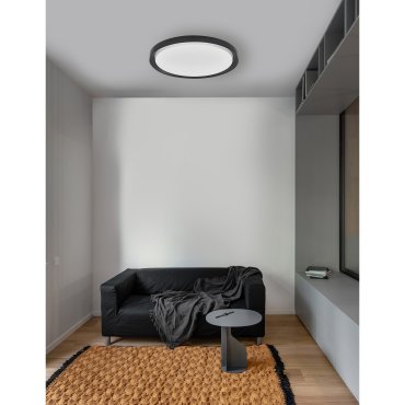 Nova Luce Troy - plafonnier - Ø 56 x 7,5 cm - 50W LED dimmable inclus - noir mat et blanc mat