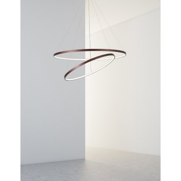 Nova Luce Ferrol - lampe suspendue - Ø 80 x 130 cm - 85W LED dimmable inclus - brun café
