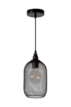 Lucide Mesh - lampe suspendue - Ø 15 x 159 cm - noir