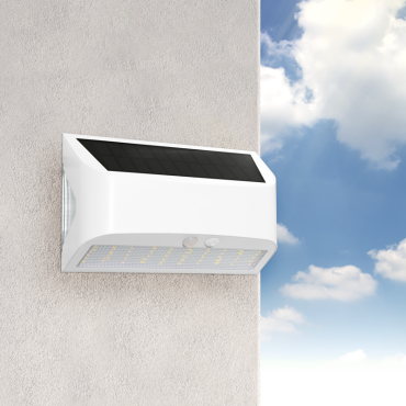 Century Italia Arcadia Max - lampe murale extérieure à énergie solaire avec capteur - 18 x 6,2 x 11,3 cm - LED 6W inclus - IP65 - blanc