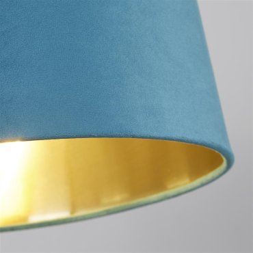 Abat-jour tambour Searchlight - Ø 30 x 20 cm - bleu sarcelle et or brossé