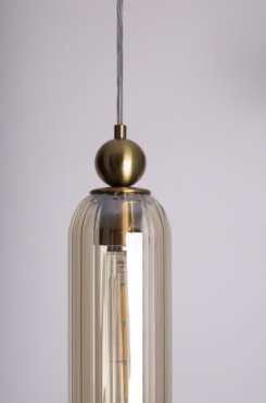 Maxlight Campanila - lampe suspendue - Ø 11 x 158 cm - laiton et ambre