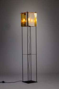 ETH Cube - lampadaire - 30 x 30 x  160 cm - noir, or et argent