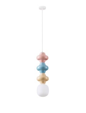 Nova Luce Clio - lampe suspendue - Ø 18 x 240 cm - rose, bleu, jaune, blanc et verre opale