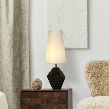 Searchlight Apex - lampe à poser - Ø 20 x 56 cm - noir et blanc