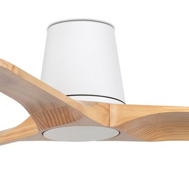 Faro Heywood Tub S - ventilateur de plafond - Ø 90 cm - blanc mat et pino