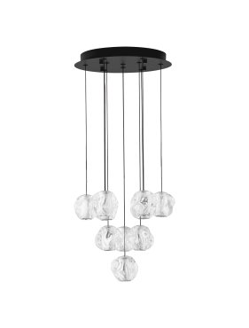Nova Luce Ifos - lampe suspendue - Ø 40 x 220 cm - 48W dimmable LED inclus - noir sablé et métal chromé