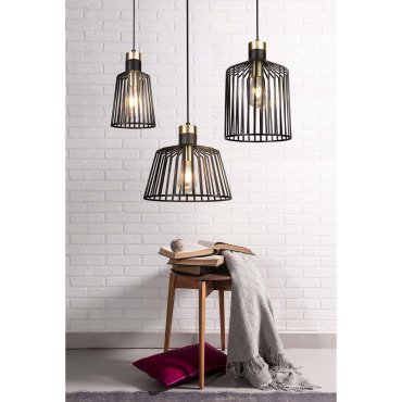 Searchlight Bird Cage - lampe suspendue - Ø 30 x 150 cm - noir mat