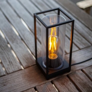 Lutec Flair - lampe de table d'extérieur - 12 x 12 x 27,2 cm - IP44 - noir mat