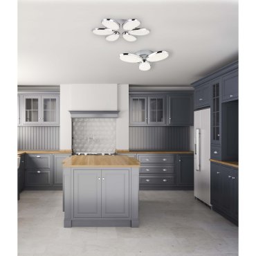 Searchlight Lori - plafonnier - Ø 52 x 9 cm - 48W LED dimmable inclus - chrome et blanc